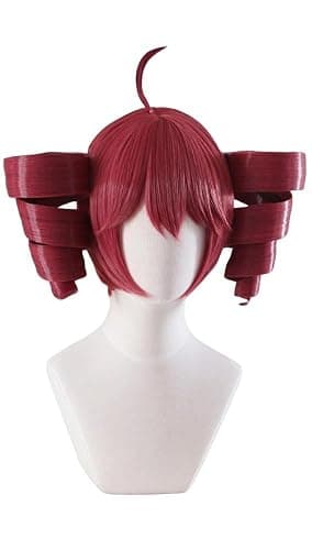 TETO VVRPWASSLY Anime Cosplay Wig Anti-Gravity Twin Tails Synthetic Wig Comic Convention Costume Hair for Halloween Party (Dark Red) - Image 1