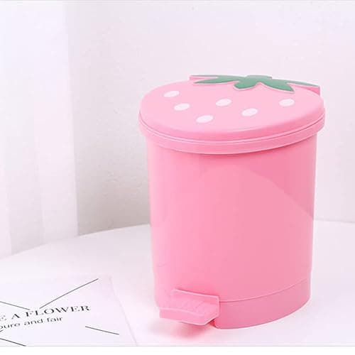YINARONG Desktop Trash Can Mini with Swing Lid Cute Pink Strawberry, Mini Countertop Trash Cans for Desk Car Office Kitchen, Tiny Trash Can, Mini Garbage Can Plastic thumbnail 4