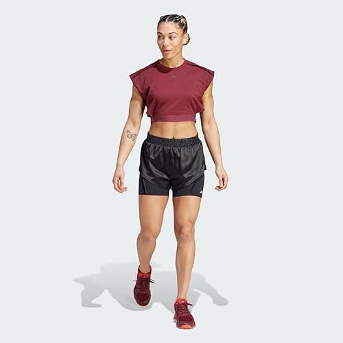 adidas Women's Power Aeroready Two-in-one Shorts - Black/White - Small thumbnail 7