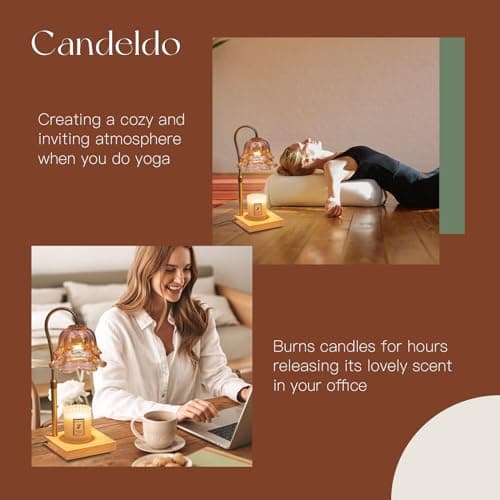 Candeldo Candle Warmer Lamp with Timer: Flower Gold Candle Lamps Height Adjustable Wax Melt House Warming Gifts New Home Decor Mothers Day Birthday Gift for Women Mom thumbnail 7