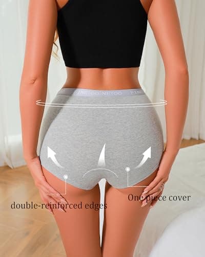 FINETOO Womens Cotton Boy Shorts Underwear Full Coverage Soft Boxer Briefs High Waisted Panties for Lady Girls 6 Pack(M) thumbnail 3