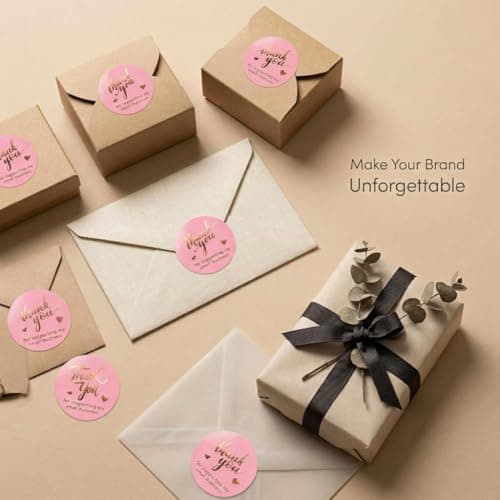 500 Pcs 1.5 Inch Pink and Rose Gold Thank You Stickers for Small Business, Small Business Packaging, Self-Adhesive & Waterproof Stickers with Beautiful Designs, Strong and Durable Envelope Seals thumbnail 7