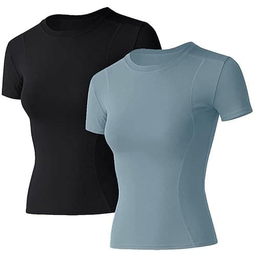 Loovoo Women Workout Shirts 1/2/3 Pack Athletic Compression Tee Dry Fit Yoga Gym Basic Tops - Image 1