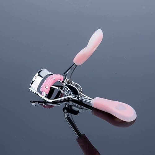 MERVK Stainless Steel Eyelash Curler with Built-in Comb Pinch Pain-Free Suitable for Any Eye Shapes and Sizes, with 5 Silicone Refill Pads (Hazy Pink) thumbnail 2