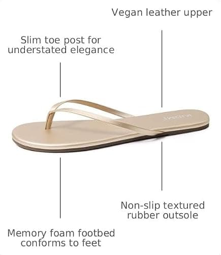 KIDMI Women's Thong Flip Flops, Memory Foam Vegan Leather Flats Sandals | Soft Flexible Straps Casual Summer Beach Minimalist Sandals for Travel, Walking and Daily Wear thumbnail 3