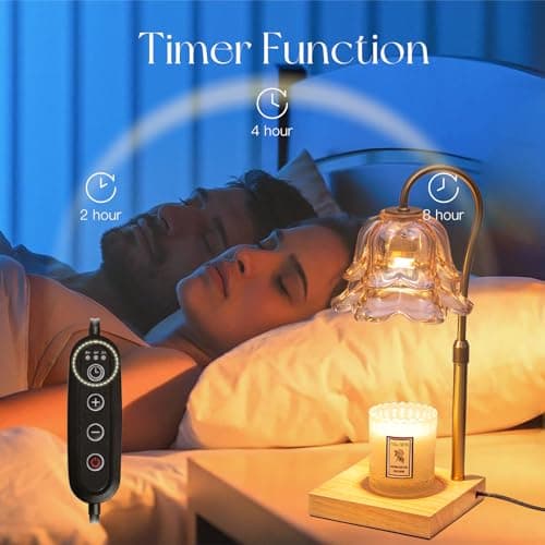 Candeldo Candle Warmer Lamp with Timer: Flower Gold Candle Lamps Height Adjustable Wax Melt House Warming Gifts New Home Decor Mothers Day Birthday Gift for Women Mom thumbnail 6