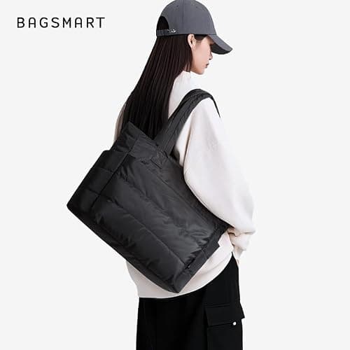 BAGSMART Tote Bag for Women, Lightweight Puffy Tote Bag with Compartments Shoulder Bag Handbag for Travel, Work, Gym thumbnail 6