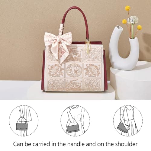 FOXLOVER Medium Tote Bag for Women Designer Vintage Satchel Handbags Top-handle Purses (Apricot) thumbnail 3