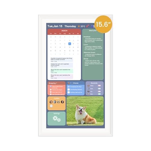 Winnovo 15.6-Inch Smart Digital Calendar & Photo Frame for Family, Wall Planner with Auto-Sync to Apple, Google & Outlook, Touchscreen Display with Chore Chart, To-Do Lists & Meal Planner, White Frame, No Subscription - Image 1