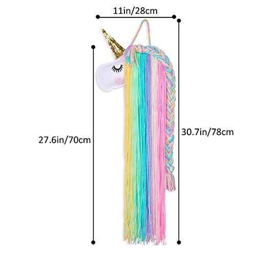 Beinou Unicorn Hair Clips Holder Rainbow Yarn Tassels Hair Bows Storage Organizer Unicorn Theme Party Decorations thumbnail 6