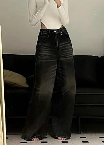 ORANDESIGNE Jeans Cargo Vintage Donna Jeans Hip Hop Y2K Jeans Baggy Gamba Dritta Pantaloni di Jeans Lavati Casual Jeans Stampati Ragazze Adolescenti Harajuku Skateboard Pants Streetwear thumbnail 7