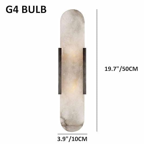 YMDHFS Natural Alabaster Wall Sconces Set of 2 Marble Wall Lamp Bathroom Vanity Light Fixtures Alabaster Sconce Lighting White Stone Wall Mount Lamp for Bedroom Living Room Hallway Stairs Kitchen thumbnail 3