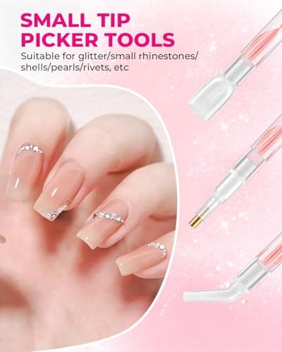 Rhinestone Picker Tool Kit: 2Pcs Rhinestone Picker Handle, Dual-Ended Rhinestones Applicator Dotting Pen with 12 Upgraded Plastic Replacement Tips, Clay, Bedazzling Tools for Nail Art Craft (Pink) thumbnail 9