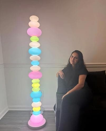 Anykonio Candy Floor Lamp, Modern Decorative Floor Lamp with 18 Colorful Glass Shades, Dreamy Ambient Mood Lighting, Stepless Dimmable, Marble Base, Statement Home Decor for Living Room & Bedroom thumbnail 3