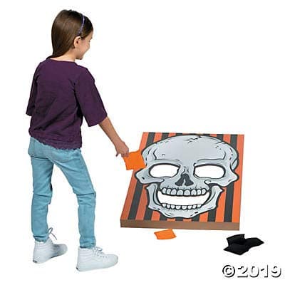 Fun Express Halloween Bean Bag Toss Game - Large Wooden Skull Design Board with 6 Bean Bags | Perfect for Halloween Party Games, Carnival Activities & Fall Festival Fun for Kids and Adults thumbnail 3