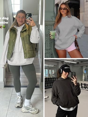 ATHMILE Oversized Hoodies for Women Cute Sweatshirts Fleece Long Sleeve Sweaters Loose Fit Casual Pullover Fall Outfits T Shirts Y2k Tops Winter Clothes 2024 Black thumbnail 4