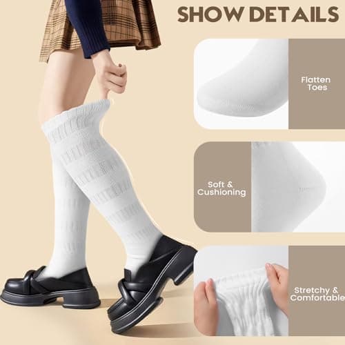 Nimalpal Slouchy Socks for Women 3 Pairs (White), Women's Fall Winter Soft Long Chunky Scrunch Socks Size 5-11 thumbnail 3