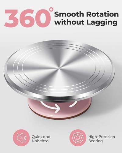 Kootek Aluminium Cake Turntable Set, Baking Tools with Revolving 12" Cake Stand for Decorating, 12.7" Offset Spatula, 3 Stainless Steel Frosting Icing Smoother, Cake Serve Cake Decorating Kit Supplies thumbnail 3