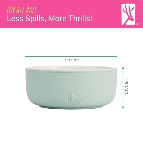 Elk and Friends Kids Porcelain Bowls with Silicone Sleeve | Kids/Toddler/Baby Feeding | Microwave & Dishwasher Safe | Non Slip | Cereal/Soup/Snack Dishes & Dinnerware thumbnail 3