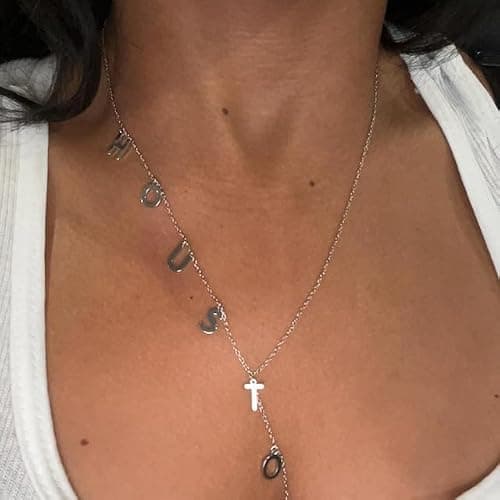 Custom Lariat Name Necklace Personalized Letter Initial Necklace 18K Gold Plated Long Necklace Customized Jewelry Gifts for her, Gifts for mom thumbnail 8