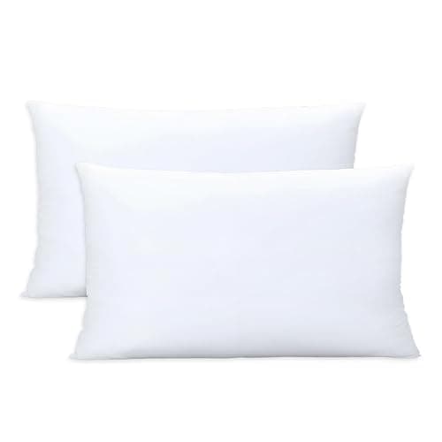 Throw Pillows Insert Set of 2, White 12x20 in Pillow Inserts with 100% Cotton Cover,Bed and Couch Decorative Stuffer Pillows,Indoor Pillows for Sofa - Image 1