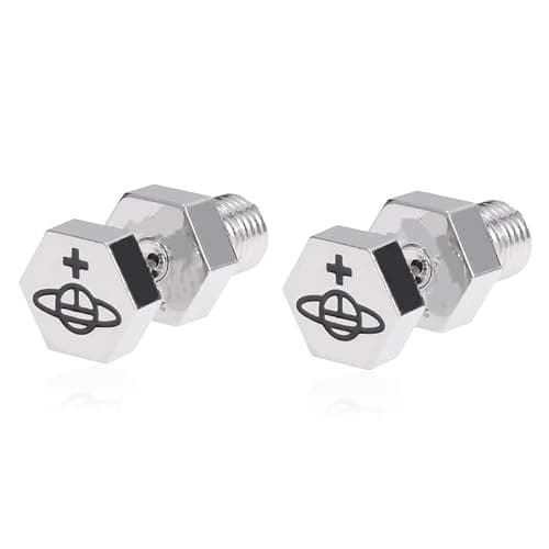 Colorful Screw Earrings of Saturn for Women - Alloy Screw Saturn Earrings Ear Studs(Silver) - Image 1