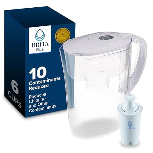 Brita Metro Small 6-Cup Water Filter Pitcher with BritaPlus Filter, WQA NSF/ANSI Certified, Reduces 2X Contaminants vs. Standard, Reduces Chlorine, Zinc, Copper, Mercury & More, Clear - Image 1