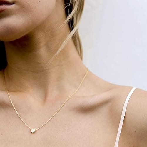 SARIKA_ENTERPRISE- 14K Gold Plated Diamond Heart Pendant Necklace for Women | Dainty Love Charm Necklace | Cute Romantic Jewelry Gift for Her thumbnail 2