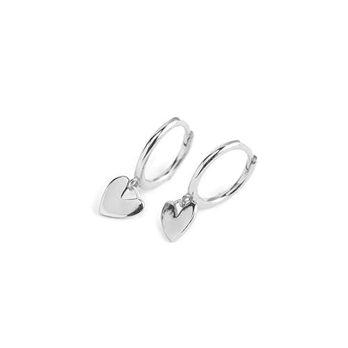 Cute Heart Love Dangle Drop Cartilage Small Huggie Hoop Earrings for Women Girls Minimalist S925 Sterling Silver Charm Dangling Cuff Sleeper Hoops Dainty Hypoallergenic Jewelry Gifts for Her Birthday - Image 1