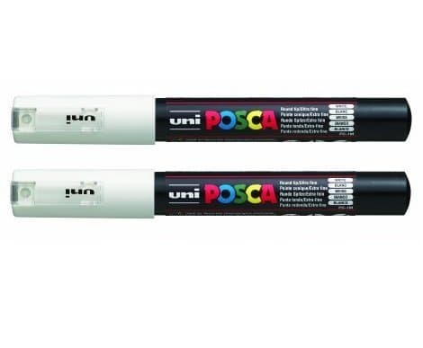 2 X Uni Posca Extra Fine Marker, White (PC1M.1) - Image 1