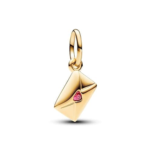 PANDORA Moments Love Letter Envelope Dangle Charm - 14K Gold-Plated Charm with Cubic Zirconia - Jewelry for Women - Includes Gift Box thumbnail 2