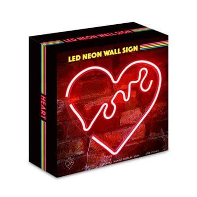 Isaac Jacobs 14" x 14" inch LED Neon Red “Love” Heart Wall Sign For Cool Light, Wall Art, Bedroom Decorations, Home Accessories, Party, and Holiday Decor: Powered by USB Wire (HEART) thumbnail 3
