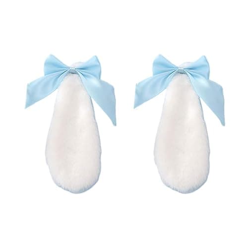 Chenpaif Haarspangen, Kawaii Frauen Mädchen Haarspange Nette Kaninchen Hase Plüsch Lop Ohren Haarnadel Bonbon Farbe Band Bowknot Lolita Cosplay Haarschmuck Weiße Kaninchen Ohren Lotuswurzel Mehl Bogen thumbnail 3