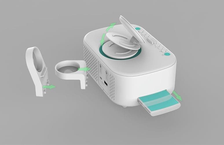 Emerson CKSW5010 Smartset Wireless Charging, Dual Alarm FM Clock, Bluetooth Radio/Speaker, 15W for Ultra-Fast Charging, 3W Retractable Port for Air Pods, White thumbnail 6