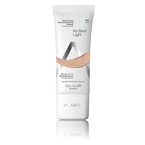 Almay Skintone Matching Foundation, Smart Shade Face Makeup with SPF 15, Hypoallergenic, Oil-Free, Dermatologist-Tested, 100 My Best Light, 1 fl oz - Image 1