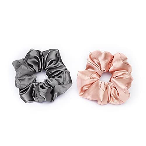 Kitsch Satin Hair Scrunchies for Women, Softer Than Silk Scrunchies for Hair - No Damage Satin Hair Ties, Ponytail Holders | Ideal Gifts for Women, 2pc (Blush/Charcoal) thumbnail 9