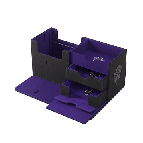 Gamegenic The Academic 133+ XL Premium Deck Box - Double-Sleeved Card Storage, Card Game Protector, Holds Up to 122 Cards Plus Game Accessories, Black/Purple Color thumbnail 3