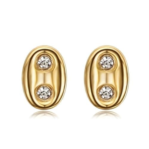 BOBIJOO Jewelry - Boucles d'oreilles Grain de Café Zirconiums 9mm Acier Inoxydable Or - Image 1