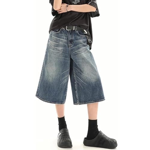 Y2k Baggy Jean Shorts Jorts Y2k Hip Hop Shorts Skater Jeans Grunge Jorts Aesthetic Cropped Pants thumbnail 5