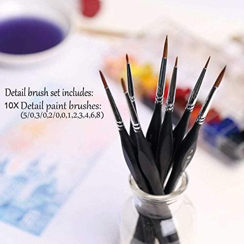Golden Maple Detail Paint Brushes Set 10pcs Miniature Brushes for Fine Detailing & Art Painting - Acrylic, Watercolor, Oil, Models thumbnail 2