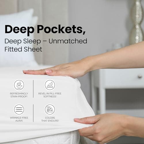 Dorm College Twin XL Single Fitted Sheet - Soft & Breathable -White thumbnail 4