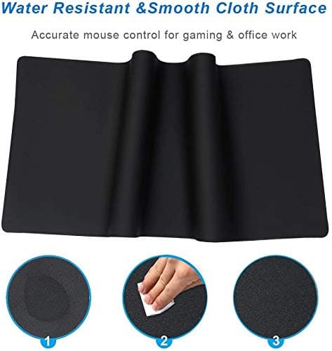 YEBMoo Gaming Mouse Pad XXL Extended Desk Pad & Thick Large (800x300x3 mm) Computer Keyboard Mousepad Mouse Mat (80x30 Black) thumbnail 3