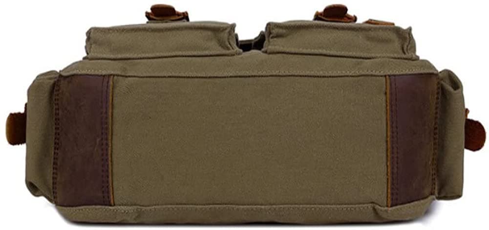 Sechunk Vintage Military Leather Canvas Laptop Bag Messenger Bags Medium thumbnail 3