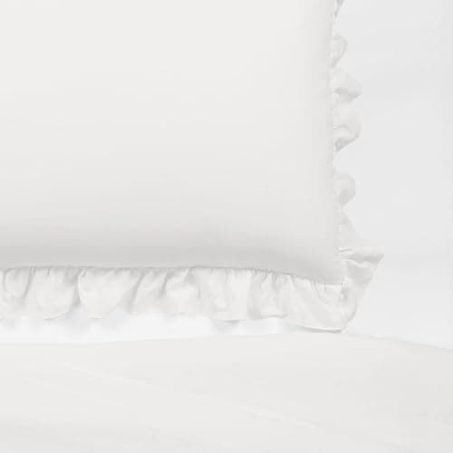 Lush Decor Reyna Ruffle Comforter Set - 2 Piece Twin Size Ruffle Comforter Set - Elegance for Dorm Room - Twin XL, Pure White thumbnail 6