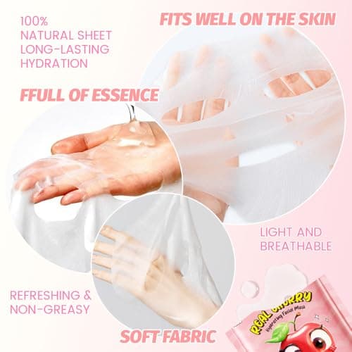 Kaely 10 Pack Fruit Face Masks for Kids, Kids Face Mask Spa Day Kit Supplies, Spa Party Favors for Teens Girls Women, Sheet Facial Mask Skincare Gifts Set, Moisturize Soothe for All Skin Types, 02 thumbnail 5