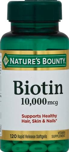 Nature's Bounty Biotin Hair Skin and Nails Vitamins, Supports Healthy Hair, Skin and Nails, 10,000 mcg, 120 Softgels (Pack of 2) thumbnail 2
