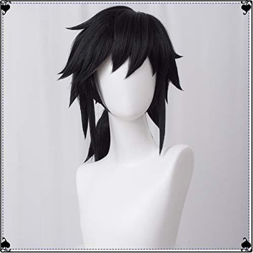 LABEAUTÉ Anime Black Cosplay Wigs for Giyuu Short Wig Halloween Wig Character Wig Cosplay Clothes for Demon Slayer: Kimetsu no Yaiba thumbnail 4
