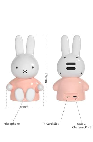 Miffy Portable Bluetooth Speakers, Cute Portable Wireless Speakers with Loud Stereo Sound, Built-in Mic, TF-Card Slot, Dual Pairing,40H Playtime for Room, Desk Decor, for her (Pink) thumbnail 5