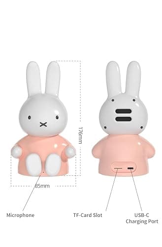 Miffy Portable Bluetooth Speakers, Cute Portable Wireless Speakers with Loud Stereo Sound, Built-in Mic, TF-Card Slot, Dual Pairing,40H Playtime for Room, Desk Decor, for her (Pink) - Pink thumbnail 5