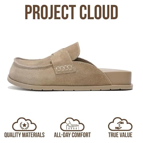 Project Cloud 100% Genuine Leather Womens Clogs - Plush & Soft Insole with Arch Support Non Slip Mules & Clogs for Women Footwear - Water Resistant Women Shoes (Foamy) thumbnail 4